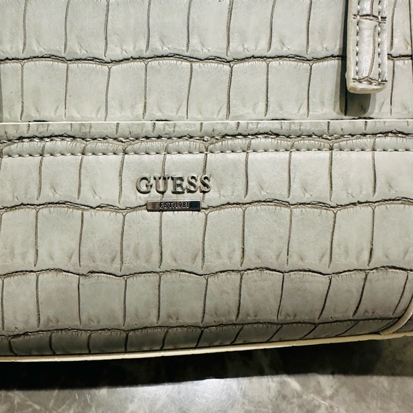 Guess Delaney Medium Classic Croc Embossed Gray Women’s Tote Handbag - Picture 5 of 8